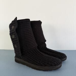 UGG Australia Cardy Classic Knit Sweater Black Tall Boots